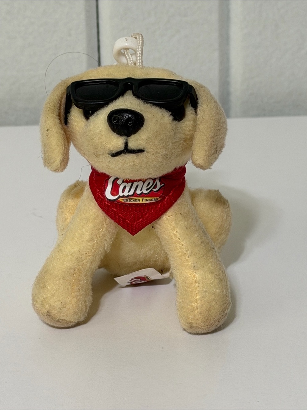 Raising Canes Plush Dog Keychain with Red Bandana